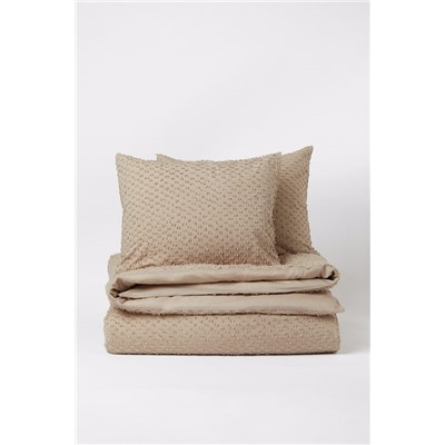 Plumeti-weave Double/king Duvet Cover Set Beige