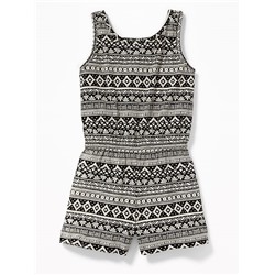 Printed Jersey Racerback Romper for Girls