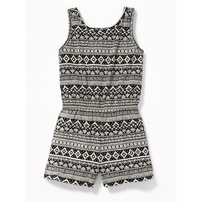 Printed Jersey Racerback Romper for Girls