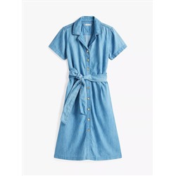Belted Chambray Midi Shirtdress