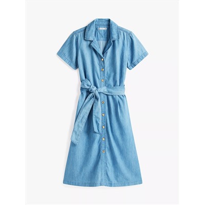 Belted Chambray Midi Shirtdress