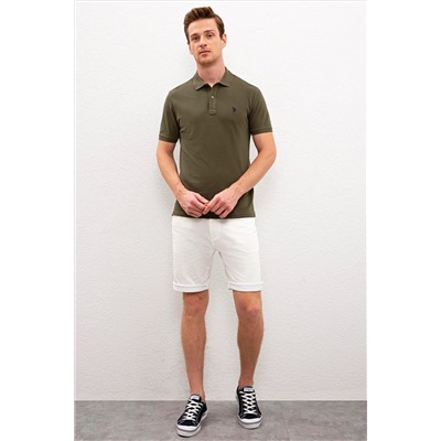 Erkek Koyu Haki Basic Polo Yaka Tişört