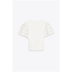 CAMISETA MANGA BORDADOS
