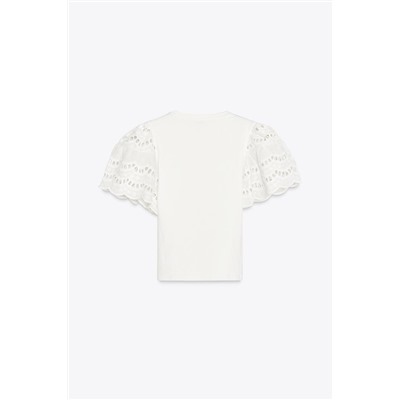 CAMISETA MANGA BORDADOS