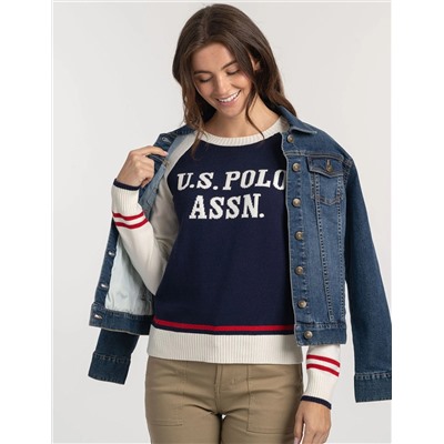 RAGLAN SLEEVE BASEBALL CREW NECK SWEATER