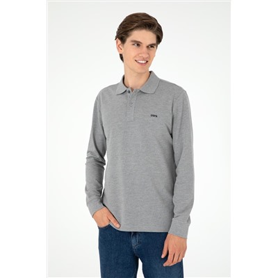 Erkek Gri Melanj Basic Sweatshirt