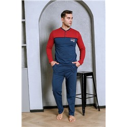 AHENGİM Man Erkek Pijama Takımı Iki Iplik Önü Robalı Pamuklu Mevsimlik M70162281 1-2-10001225