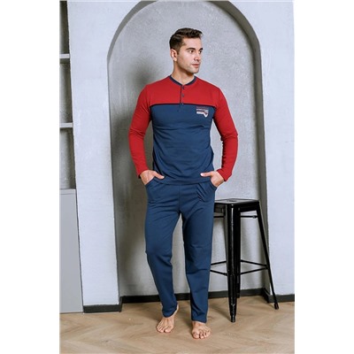 AHENGİM Man Erkek Pijama Takımı Iki Iplik Önü Robalı Pamuklu Mevsimlik M70162281 1-2-10001225