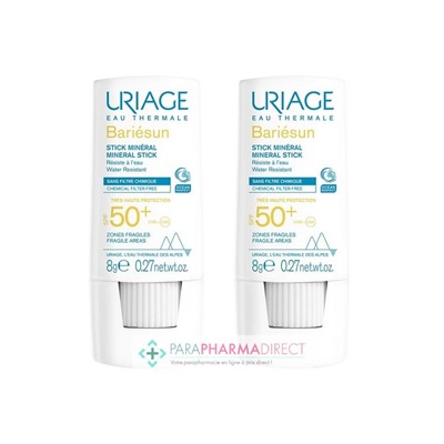 Uriage Bariésun Stick Minéral SPF50+ Zones Fragiles 2x8gLot  × 2