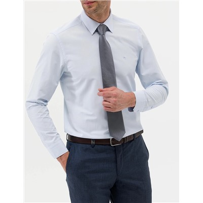 Açık Mavi Slim Fit Uzun Kollu Basic Gömlek