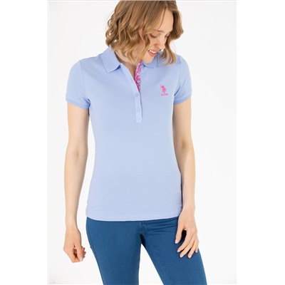 Kadın Mavi Basic Polo Yaka Tişört