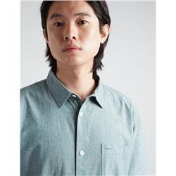 Short Sleeve Cambric Shirt, Men, Green