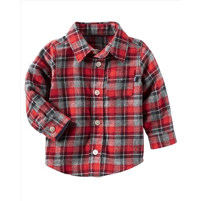 Plaid Button-Front Shirt