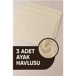 Isessia, 3 Adet %100 Pamuk En İyi Emici Ayak Havlusu : Konforlu Banyo Paspası 50x70cm Terra Krem