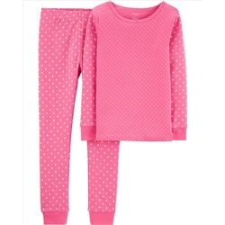 2-Piece Polka Dot Snug Fit Cotton PJs