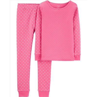 2-Piece Polka Dot Snug Fit Cotton PJs