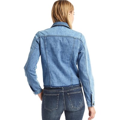 1969 icon raw hem embroidered denim jacket (Джинсовая куртка)