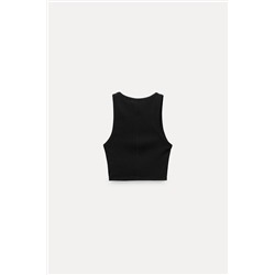 RIBBED CROPPED HALTER TOP
