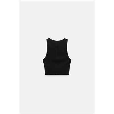 RIBBED CROPPED HALTER TOP