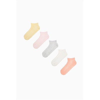 Penti, Knit Jacquard Pembe Beyaz 5li Patik Çorap