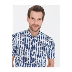 Pierre Cardin Lacivert Regular Fit Kısa Kollu Gömlek G021SZ004.000.1601546.VR033