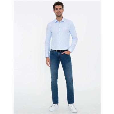 Açık Mavi Slim Fit Uzun Kollu Gömlek