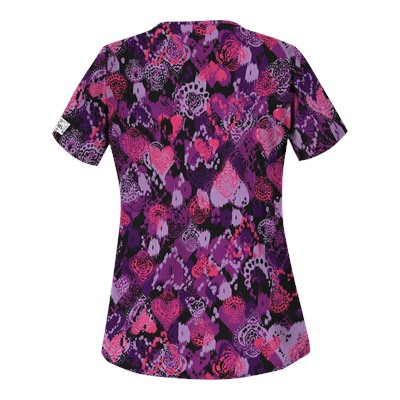 UA Bohemian Heart Black Print Scrub Top