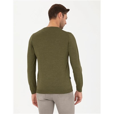 Açık Yeşil Slim Fit Basic Kazak