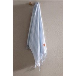 Brise %100 Pamuk Müslin Peştamal - Beyaz/Mavi - 80x160 cm