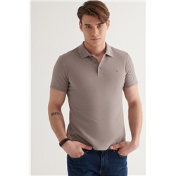 Koyu Vizon %100 Pamuk Serin Tutan Polo Yaka T-Shirt