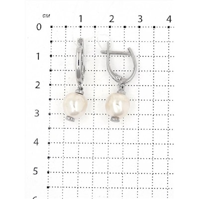 Серьги из серебра с жемчугом Swarovski родированные 925 пробы с4002р-8В
