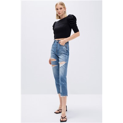 Vaquero slim fit 7/8 de tiro alto Azul