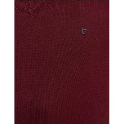 Bordo Slim Fit V Yaka Basic Triko Kazak