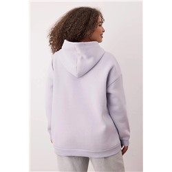 Lila Kapüşonlu Slogan Detaylı İçi Polar Kalın Örme Sweatshirt TBBAW24AO00018