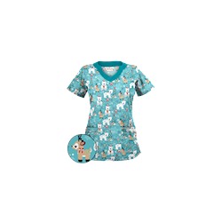 UA Antarctic Christmas Amazing Aqua Print Scrub Top