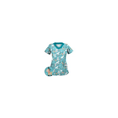 UA Antarctic Christmas Amazing Aqua Print Scrub Top