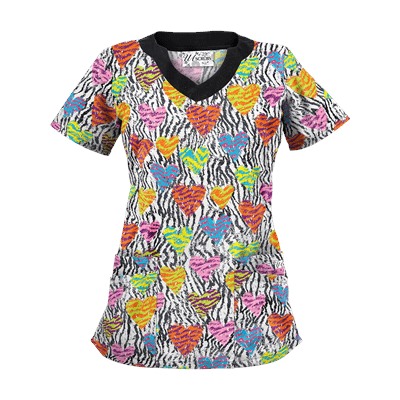UA Wild At Heart White Print Scrub Top