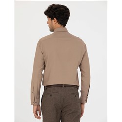 Açık Kahverengi Slim Fit Uzun Kollu Gömlek
