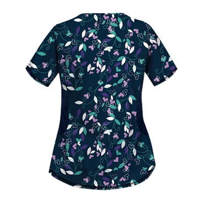 UA Nature's Heart Navy Print Scrub Top