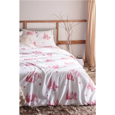 Faon King Size %100 Pamuk Flanel Nevresim Takımı - Kırmızı