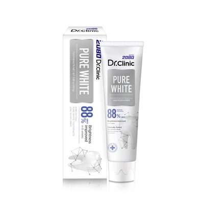 [2080 DR.CLINIC] Зубная паста НАТУРАЛЬНОЕ ОТБЕЛИВАНИЕ Pure White, 110 г