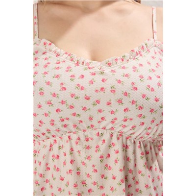Çok Renkli Askılı Çiçek Desenli Örme Büyük Beden Bluz TBBSS25AF00041