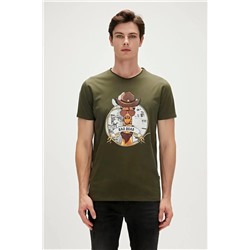Bad Bear, Giraffe 0 Yaka Erkek Tshirt - Koyu Haki