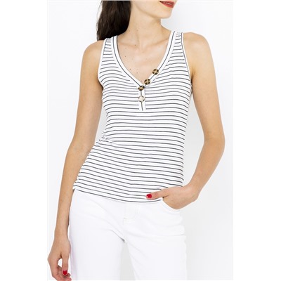 Camiseta de tirantes Azul marino y blanco