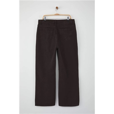 Kahverengi Yüksek Bel Geniş Paça Büyük Beden Wide Leg Jeans TBBSS22JE0211