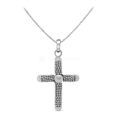 Колье крест из серебра родированное, 45 см 925 пробы мркл-1402005