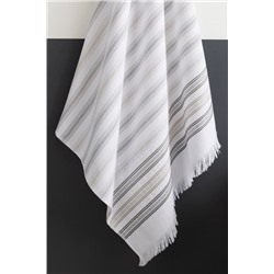 Guamod Pamuklu Banyo Havlusu - Beyaz/Gri - 75x150 cm