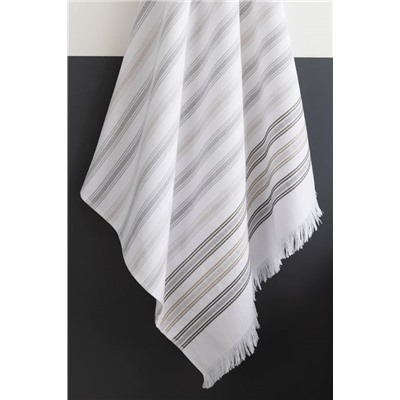 Guamod Pamuklu Banyo Havlusu - Beyaz/Gri - 75x150 cm