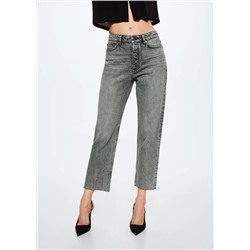 Jeans rectos tiro alto crop -  Mujer | MANGO OUTLET España