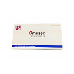 Противоязвенный препарат Omesec (омепразол) 14 капсул / Omesec 14 capsules